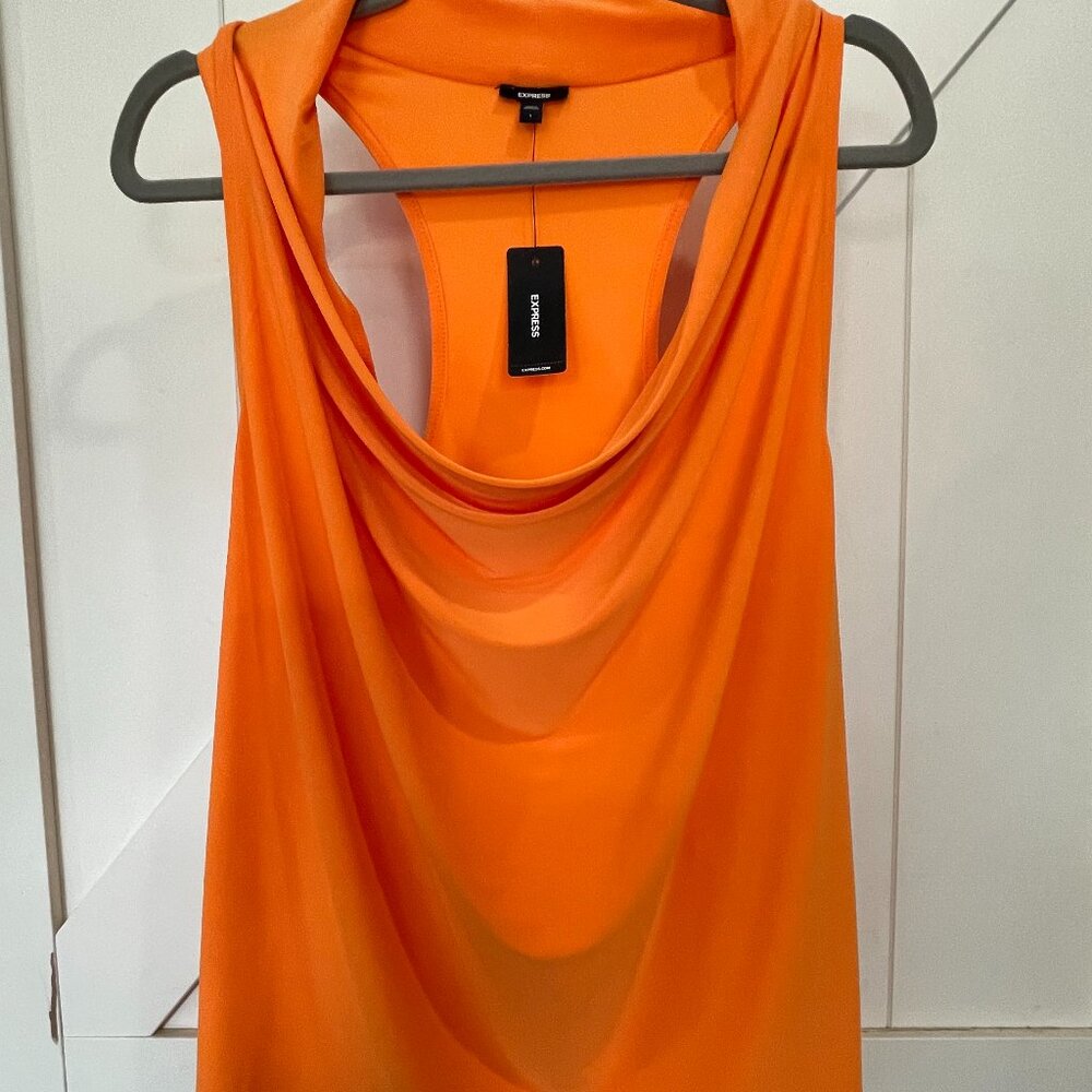 Express Tank Top Cowl Neck Racerback Sleeveless Orange Womens Large 10-12 NWT